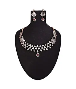 Fabricant indien de haute qualité or AD CZ ethnique classique marron rubis pointillé bijoux de mode collier ensemble avec boucles d'oreilles tour de cou