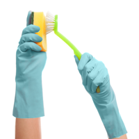 Guantes Modernos para Lavar Platos - Azul Pastel, Reutilizables, Impermeables, de Goma Natural, Forrados con Algodón, Puño Recto, Suaves, para el Hogar