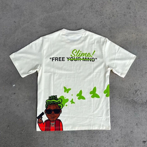 เสื้อยืดปักไหล่ตกแบบผ้าเฟรนช์เทอร์รี่ทรงหลวมเสื้อยืดตัดบ็อกซี่ดีไซน์ตามสั่งพิมพ์ลาย100% ผ้าฝ้าย - Product Image 1