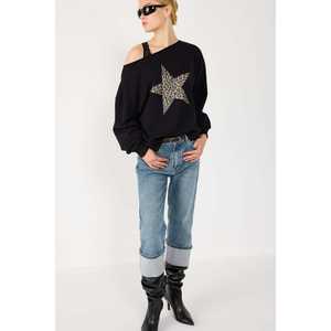 Sweat-shirt à col bateau à motif étoile - Product Image 4