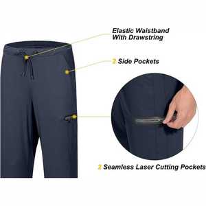<b>Men's</b> Slim Fit Drawstring <b>Elastic</b> Waist Casual Outdoor with Multi-Pockets Lightweight <b>Men</b> <b>trouser</b> - Product Image 4
