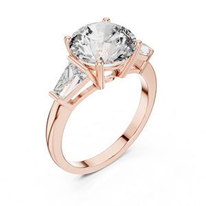 แหวนเพชรทรงกลมที่เพาะเลี้ยงในห้องปฏิบัติการ ทองคำขาว 14K |   แหวนหมั้น |   เพชรที่เพาะเลี้ยงใหม่ - Product Image 3