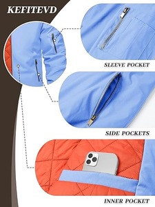 Men's Casual Windproof Bomber Jacket Full Zip Winter Warm <b>Padded</b> Coat with V-<b>Neck</b> Closure - Product Image 4