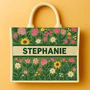 Fourre-tout perlé personnalisé, fourre-tout de mariage personnalisé, sac de perles florales, sac de mariage personnalisé, cadeau de demoiselle d'honneur, fourre-tout floral bleu, - Product Image 4