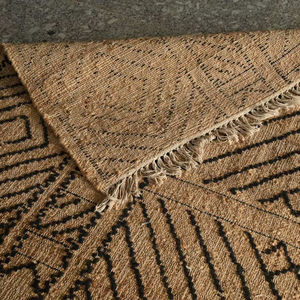 Tapis en jute naturelle tissé à la main, abstrait, moderne, écologique, antidérapant, adapté aux animaux domestiques |   Tapis de salon fait main - Product Image 6