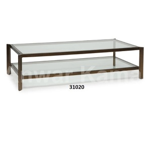 Ensemble de 2 tables d'extrémité rondes en métal et manguier massif brun Offre Spéciale - Product Image 3