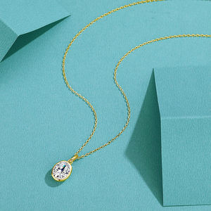 Collier pendentif en argent sterling avec moissanite ovale de 0,50 CT sertie dans un cadre tendance, bijoux délicats et luxueux pour femmes, pour les fiançailles et le port quotidien - Product Image 4