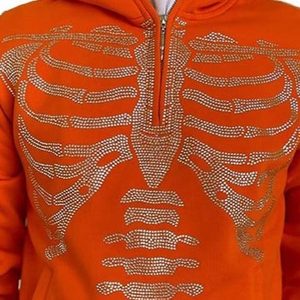 Sweats à capuche strass à la mode pour hommes prix usine couleurs personnalisables conception de sweat à capuche zippé confortable et respirant - Product Image 2