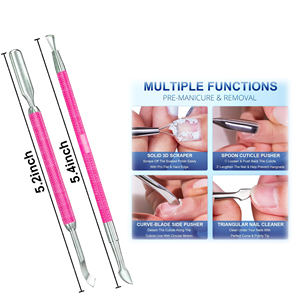 Pousse-cuticules double action en acier inoxydable de qualité supérieure, nettoyeur d'ongles pour manucure, durable, réutilisable, double usage, outil personnalisable - Product Image 6