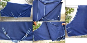 Tapis de cheval d'hiver bleu marine avec doublure en coton et doublure en nylon pour le confort du cheval - Product Image 2