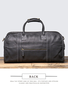 Genuine Leather Foldable Portable Large Capacity Weekender <b>Duffel</b> <b>Bag</b> with Zipper Closure and Shoulder Strap for Travel - Product Image 4