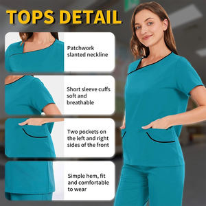 Nuevo Diseño OEM, Uniformes de Enfermería de Manga Corta para Hospital, Conjuntos de Uniformes Médicos Personalizados, Traje de Enfermería de Alta Calidad - Product Image 3