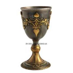 Best Seller High Grade Gold Plated Top Quality Metal <b>Goblet</b> Glass With Silver Shiny Polished Unique Designer Base From India - Product Image 5