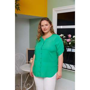 Chemise en viscose voile verte grande taille avec détail sur les manches - Product Image 2