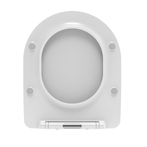 Siège de toilette en forme de D à fermeture lente en blanc, fabriqué en matériau thermoformable - Product Image 5