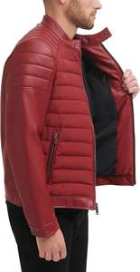 New Men's Mixed Media Faux Leather Pad Motocros <b>Racer</b> <b>Jacket</b> <b>Jacket</b> Man Stylish Windproof Leather Fashion <b>Jacket</b> - Product Image 3