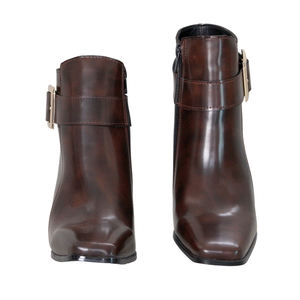 Bottines marron pour femme avec talon bloc - Product Image 2