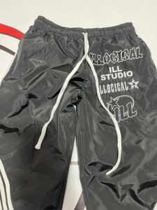 Pantalon coupe-vent baggy pour homme 100% coton Pantalon de survêtement à jambes larges écologique Bandes brodées en nylon et polyester pour sublimation - Product Image 2