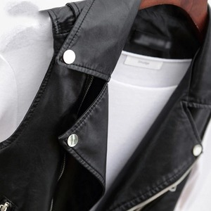 Chaleco de Moda Urbana para Mujer, Chalecos de Cuero Genuino con Cremallera para Mujer, Chaleco Corto de Piel de Vaca y Oveja al por Mayor - Product Image 4