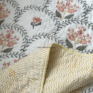 Fabricante hecho a mano de algodón bloque floral impreso manta al por mayor manta de algodón con sábana - Product Image 3