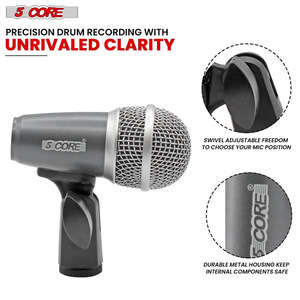 ไมโครโฟนกลองชุด 5Core Conga Mic Snare Tom ไมค์คอนเดนเซอร์ XLR สำหรับเครื่องดนตรี สีเทา - Product Image 6