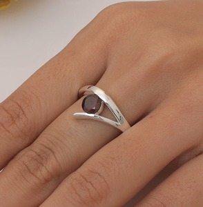 925 argent Sterling fait à la main pierres précieuses grenat Spinner anneau 925 estampillé bague en argent Simple cadeau de mariage Fine bague de mode bijoux - Product Image 2