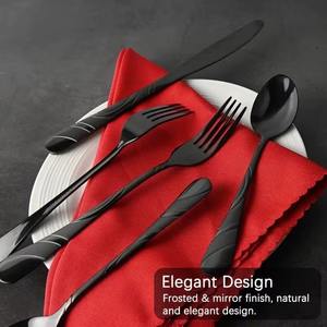 Juegos de Cubiertos Minimalistas con Acabado Negro, Perfectos para Comidas Familiares Informales, Cocinas Caseras y Uso Diario, Vajilla de la India - Product Image 2