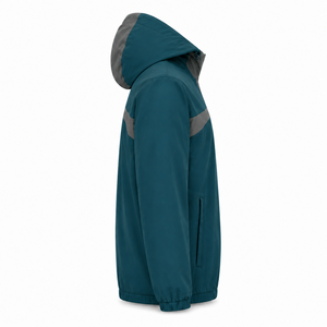 Chaqueta Cortavientos con Capucha para Hombre, Color Verde Azulado, Ligera, Resistente al Agua, de Poliéster y Spandex, con Media Cremallera, MOQ Bajo, para Senderismo - Product Image 5