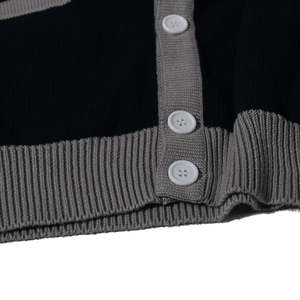 Custom Logo <b>Cardigan</b> Oversized <b>Knitted</b> Jacquard Embroidery Loose Fit Striped Pattern Sweater Button Pockets for Autumn - Product Image 4