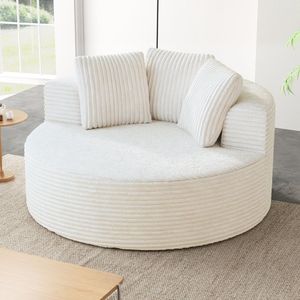 Canapé d'appoint rond côtelé avec coussins pour appartement, hôtel, mobilier d'intérieur, fourniture contractuelle - Product Image 2