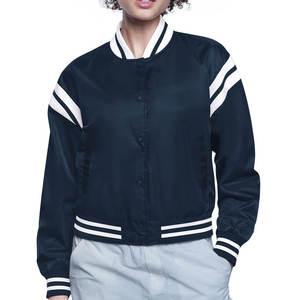 Veste universitaire courte en cuir personnalisée pour femme, broderie logo 2026, style streetwear, service OEM - Product Image 1