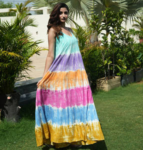 คอลเลกชั่น2024ใหม่ชุดชายหาดสำหรับผู้หญิงเดรสแม็กซี่ย้อมสีโบฮีเมียนผ้าเรยอนแบบปรับได้ - Product Image 2