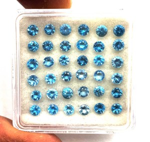 3mm High Quality Swiss Blue Topaz Round Cut <strong>Beads</strong> Natural Topaz Faceted Loose Gemstone for Jewelry Making By Indian Manufacturer - Product Image 5
