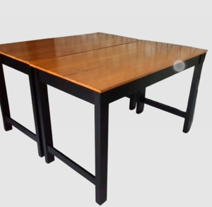 Modern Farmhouse Solid Wood <b>Dining</b> <b>Table</b> Rectangle Wooden <b>Table</b> with Black Legs Brown Top for Home <b>Dining</b> Room - Product Image 2