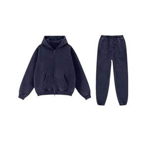 Conjunto de ropa para correr de invierno Unisex Color personalizado 100% algodón polar chándal Sudadera con capucha pantalones Jogger cordón transpirable - Product Image 2