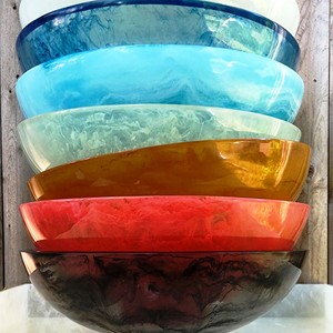 Handmade Polished Indian Origin Eco-Friendly Dishwasher <b>Safe</b> Modern Art <b>Antique</b> Decorative Resin Serving Bowl Platter for Party - Product Image 1