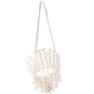 Tùy Chỉnh Handmade Macrame Trắng Treo Trái Cây Lưu Trữ Giỏ Treo Tường Nhà Máy Móc Áo Ban Công Trang Trí Treo Giỏ