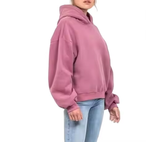 Nouveautés Velours léger 100% coton sweats à capuche pour femmes épaule tombante manches longues pour l'hiver vêtements de plein air Logo avant - Product Image 5