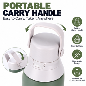 304 Stainless Steel Vacuum Insulated Water Bottle Portable Sports <b>Tumbler</b> <b>with</b> Pop Up <b>Straw</b> Lid Carry Handle for Travel - Product Image 3