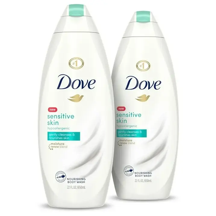 Dove nhạy cảm da lâu dài nhẹ nhàng không gây dị ứng cơ thể rửa đôi gói, 20 floz