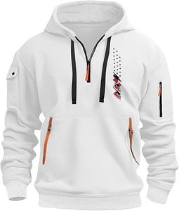 Sudadera táctica para hombre, sudadera con cremallera de cuarto sólido, Sudadera con capucha, bolsillos, entrenamiento, correr, tejido de lana hecho activo, industria deportiva - Product Image 6