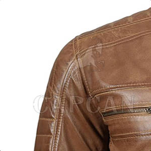 Veste imperméable en cuir marron à manches longues avec design personnalisé Veste en cuir respirante pour hommes - Product Image 3