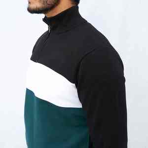 Conjunto de chándales de bloque de color de dos piezas para hombre, precio al por mayor, último conjunto de chándal de cuello redondo ajustable para hombre - Product Image 4