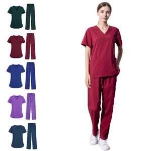 Tenues médicales pour femmes tendance, ensembles de blouses médicales à manches courtes extensibles, uniformes en toile, lavables, tissu doux, hôpital, infirmière, vente en gros - Product Image 1