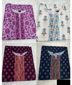 Top de algodón con estampado de estilo elegante túnica Desihn para uso diario e informal Kurtis cortos para mujer - Product Image 1