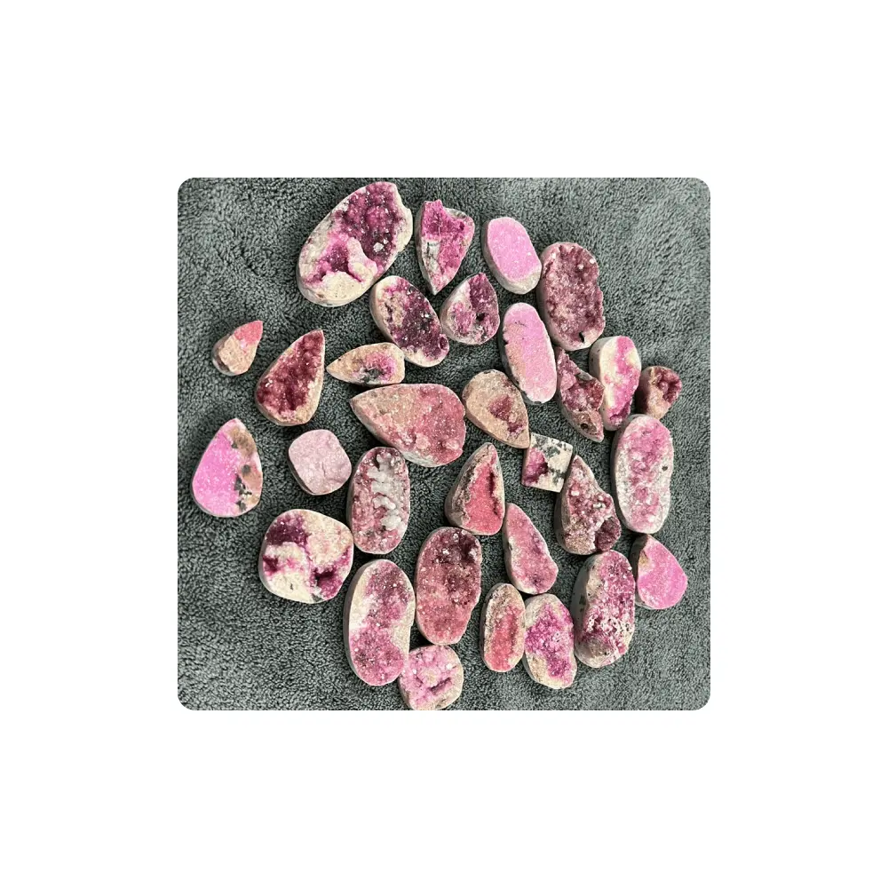 Batu Permata Thulite Pink Alami Cabochon Druzy Alami Grosir Banyak Batu Permata Cabochon Produsen dan Grosir