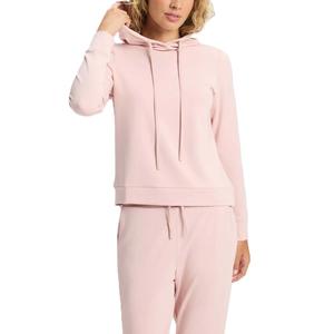 Premium Terry Cotton Women's Slim Fit Hoodie Casual <b>String</b> Pullover Custom Logo Breathable Blank Yoga <b>Top</b> No Pocket Split Hem - Product Image 3