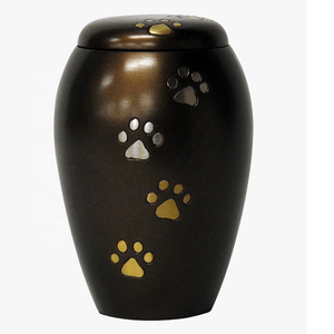Beautiful Red Enamel Gold Paw Print <b>Pet</b> <b>Urn</b> with Customizable Design Kayna Export KY-30088 200 Cubic Inch Capacity for <b>Pet</b> Ashes - Product Image 2