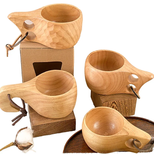Ensemble de tasse et soucoupe à thé en bois fait main de haute qualité, tasses à thé en bois naturel pour la maison et l'hôtel - Product Image 1