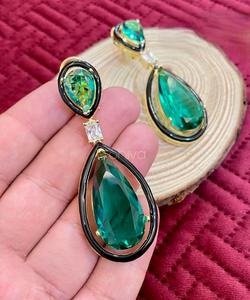 ต่างหูหรูหราหรูหราของผู้หญิงที่มีวัสดุทองเหลืองเพทายหินชุดปาร์ตี้ที่สมบูรณ์แบบเครื่องประดับแฟชั่นสำหรับงานแต่งงานของขวัญ - Product Image 2